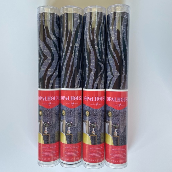 4 Rolls Opalhouse Wallpaper Zebra Black Blue Grey Bohemian Glam Peel and Stick - Picture 3 of 9